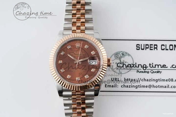 Jubilee Edition Dial VR3235 904L JDF RG V2 Steel Diamonds SS 41 RG Bracelet SS 1:1 Best DateJust Brown on 0828